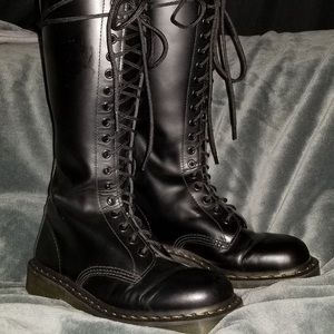 20 Hole Black Leather Dr Martens Combat Punk Boots